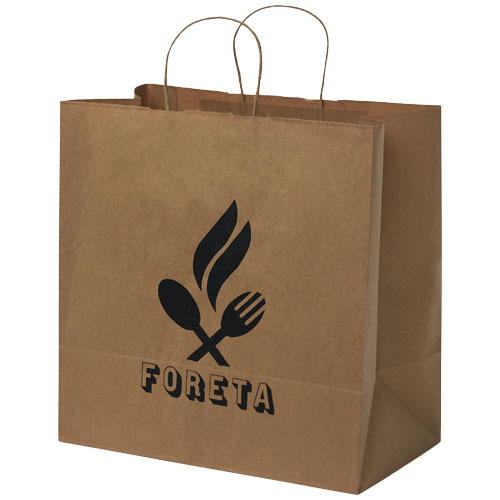 Sac Kraft publicitaire 34x35x20cm poignées torsadées - XL Marron kraft